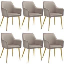 tectake Dining Chair Avane Set Of 2 - Taupe - Size: 2 Pack - thumbnail 1