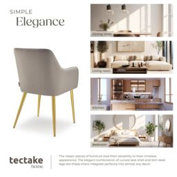 tectake Dining Chair Avane Set Of 2 - Taupe - Size: 2 Pack - thumbnail 7
