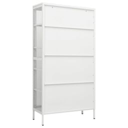 Berkfield Home Display Cabinet White 90x40x180 cm Steel & Tempered Glass - Size: 90 x 40 x 180 cm - thumbnail 5