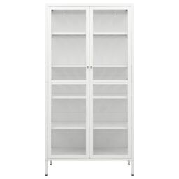 Berkfield Home Display Cabinet White 90x40x180 cm Steel & Tempered Glass - Size: 90 x 40 x 180 cm - thumbnail 3