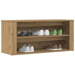 Berkfield Home Shoe Bench Artisan Oak 100x35x45 cm Engineered Wood in Brown - Size: 100 x 35 x 45 cm - thumbnail 2