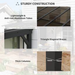 OUTSUNNY 3 x 4.3m Pergola Kit Gazebo with UPF 50+ & Waterproof Polycarbonate Roof in Dark Grey - thumbnail 7