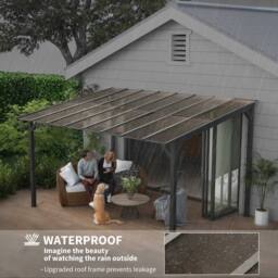 OUTSUNNY 3 x 4.3m Pergola Kit Gazebo with UPF 50+ & Waterproof Polycarbonate Roof in Dark Grey - thumbnail 5