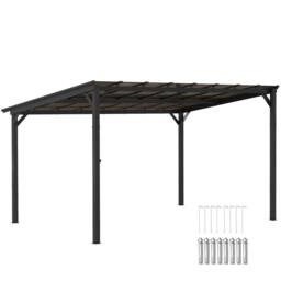 OUTSUNNY 3 x 4.3m Pergola Kit Gazebo with UPF 50+ & Waterproof Polycarbonate Roof in Dark Grey - thumbnail 2