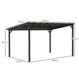 OUTSUNNY 3 x 4.3m Pergola Kit Gazebo with UPF 50+ & Waterproof Polycarbonate Roof in Dark Grey - thumbnail 3