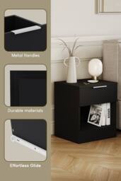 HD Designs Trega 3Pc Bedroom Set(1Dr Bedside, 4DrChest & Wardrobe) in Black - thumbnail 5