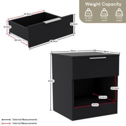 HD Designs Trega 3Pc Bedroom Set(1Dr Bedside, 4DrChest & Wardrobe) in Black - thumbnail 2