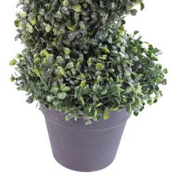 Leaf Pair of 90cm (3ft) Tall Artificial Boxwood Tower Trees Topiary Spiral Metal Top in Green - thumbnail 4