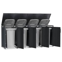 Phoenix Safe Company Phoenix Outdoor Quad Wheelie Bin Store for 4 x 240L Bins, Soft Close Metal Storage, Anthracite GB4400AA - Size: 800mm - thumbnail 6