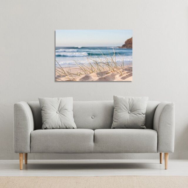 Benjamin Tate Design dune grass in Australia with turquoise surf waves of the pacific ocean (Canvas Print) / 31 x 41 x 4cm - Size: 31 x 41 x 4 cm - image 1