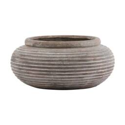 Lemon Pavilion Furniture and Decor Siena Round Ribbed Planter - Ceramic - L41 x W41 x H19 cm - Brown - thumbnail 1