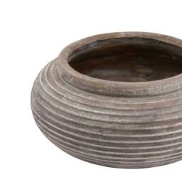 Lemon Pavilion Furniture and Decor Siena Round Ribbed Planter - Ceramic - L41 x W41 x H19 cm - Brown - thumbnail 2