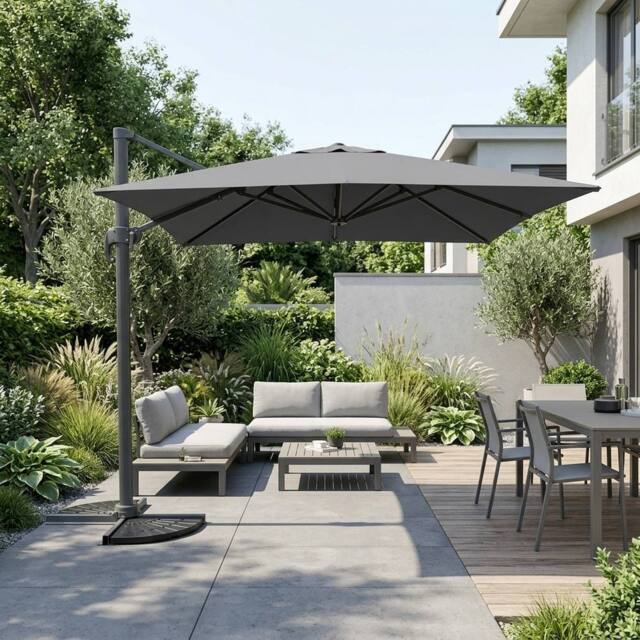 Garden Greatness Pagoda Deluxe Overhanging Square Parasol in Dark Grey - image 1