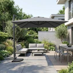 Garden Greatness Pagoda Deluxe Overhanging Square Parasol in Dark Grey - thumbnail 1