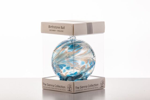 Sienna Glass Birthstone Ball December Turquoise in Blue - image 1