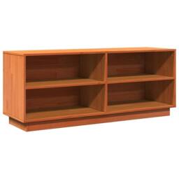 Berkfield Home Shoe Cabinet Wax Brown 110x34x45 cm Solid Wood Pine - Size: 110 x 34 x 45 cm - thumbnail 3