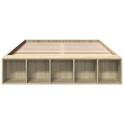 Berkfield Home Modern Bed Frame without Mattress Sonoma Oak 120x200 cm in Light Tan - Size: Small Double - thumbnail 4