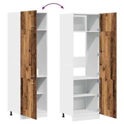 Berkfield Home Refrigerator Cabinet Lyon Old Wood 60x57x207 cm Engineered Wood in Brown - Size: 60 x 57 x 207 cm - thumbnail 9