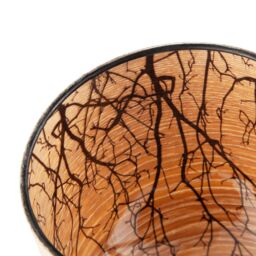 Happy Homewares Bamboo Wood Effect Table Lamp with Black Woodland Trees Inner Lining in Brown - thumbnail 5