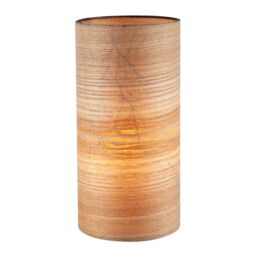 Happy Homewares Bamboo Wood Effect Table Lamp with Black Woodland Trees Inner Lining in Brown