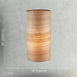 Happy Homewares Bamboo Wood Effect Table Lamp with Black Woodland Trees Inner Lining in Brown - thumbnail 7