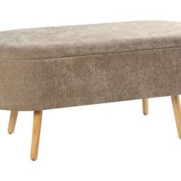 Wyld and Coco Light Brown Chenille Storage Bench with Pine Wood Legs - thumbnail 2