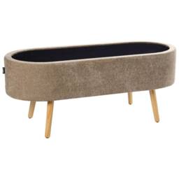 Wyld and Coco Light Brown Chenille Storage Bench with Pine Wood Legs - thumbnail 5
