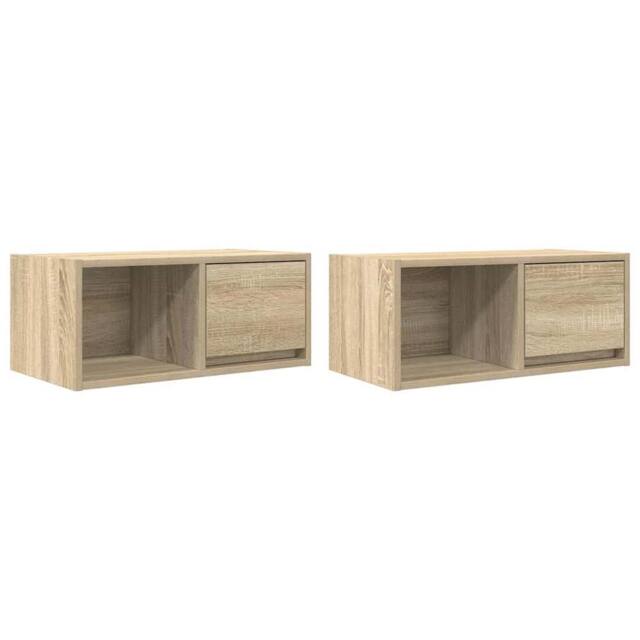 Berkfield Home TV Cabinets 2 pcs Sonoma Oak 60x31x25.5 cm Engineered Wood in Light Brown - image 1