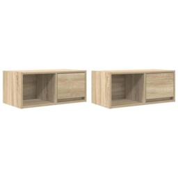 Berkfield Home TV Cabinets 2 pcs Sonoma Oak 60x31x25.5 cm Engineered Wood in Light Brown - thumbnail 1