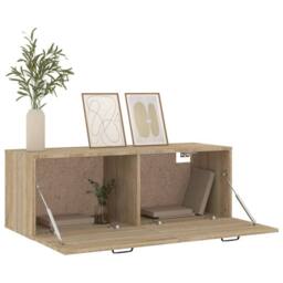 Berkfield Home Wall Cabinet Sonoma Oak 100x36.5x35 cm Engineered Wood in Brown - thumbnail 4