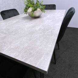 KOSY KOALA Dining Table With 4 Chairs Modern Grey Dining Table Set With 4 Black Velvet Chairs Dining Room Furniture in Brown - thumbnail 7