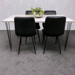 KOSY KOALA Dining Table With 4 Chairs Modern Grey Dining Table Set With 4 Black Velvet Chairs Dining Room Furniture in Brown - thumbnail 5
