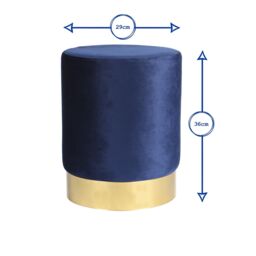 Harbour Housewares Velvet Round Pouffe Footrest Ottoman Stool - 29 x 36cm in Grey - Size: 29 x 36 cm - thumbnail 5