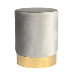 Harbour Housewares Velvet Round Pouffe Footrest Ottoman Stool - 29 x 36cm in Grey - Size: 29 x 36 cm - thumbnail 1