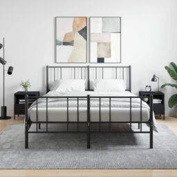 Berkfield Home Bedside Cabinets 2 pcs Black 40x35x47.5 cm Engineered Wood - thumbnail 1