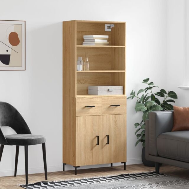 Berkfield Home Highboard Sonoma Oak 69.5x34x180 cm Engineered Wood in Brown - image 1