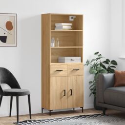 Berkfield Home Highboard Sonoma Oak 69.5x34x180 cm Engineered Wood in Brown - thumbnail 1