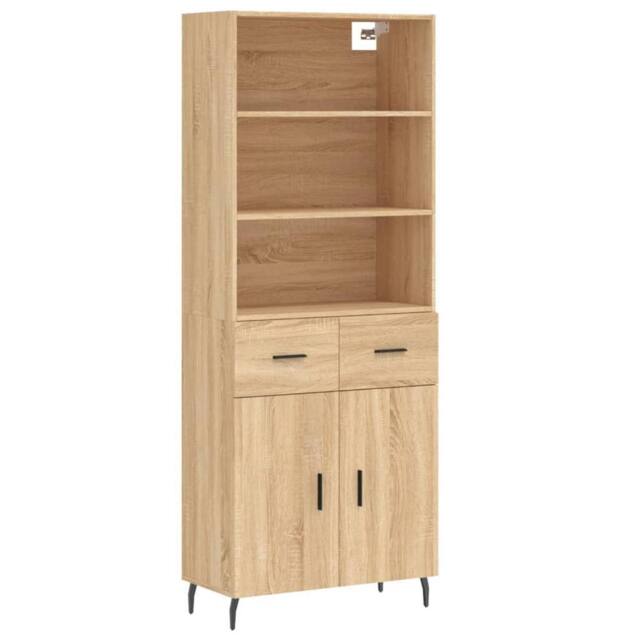 Berkfield Home Highboard Sonoma Oak 69.5x34x180 cm Engineered Wood in Light Tan - image 1