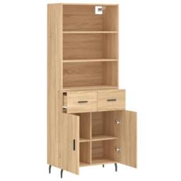 Berkfield Home Highboard Sonoma Oak 69.5x34x180 cm Engineered Wood in Light Tan - thumbnail 4