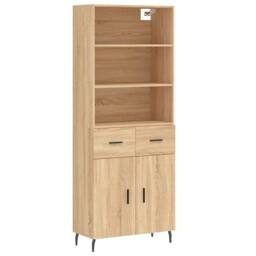 Berkfield Home Highboard Sonoma Oak 69.5x34x180 cm Engineered Wood in Light Tan