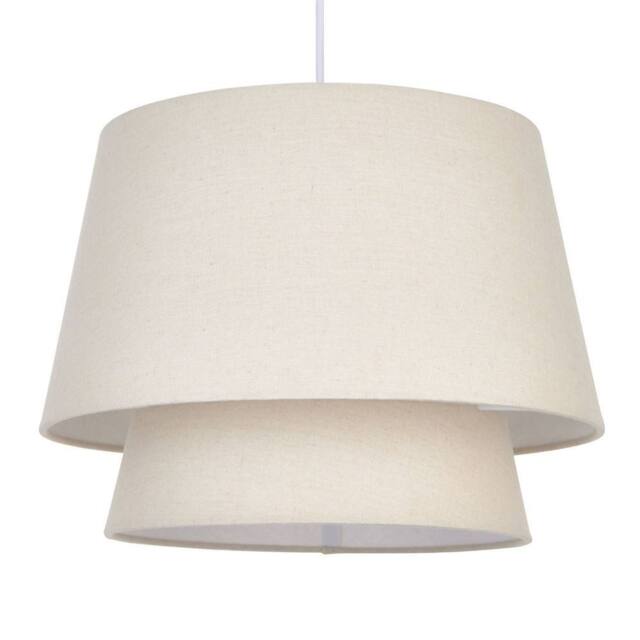 First Choice Lighting Ambra - Two Tier Natural Linen Easy Fit Pendant Shade - image 1