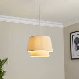 First Choice Lighting Ambra - Two Tier Natural Linen Easy Fit Pendant Shade - thumbnail 6