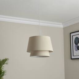 First Choice Lighting Ambra - Two Tier Natural Linen Easy Fit Pendant Shade - thumbnail 5