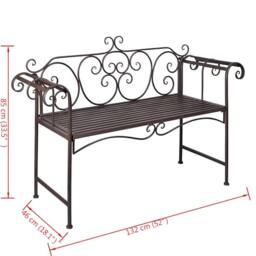 Berkfield Home Garden Bench 132 cm Steel Antique Brown - thumbnail 5