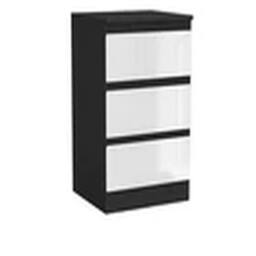 Havendro Black + White 3 Drawer Wooden Bedroom Chest Cabinet No Handle - thumbnail 1