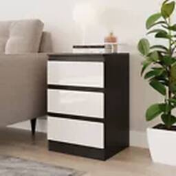 Havendro Black + White 3 Drawer Wooden Bedroom Chest Cabinet No Handle - thumbnail 3