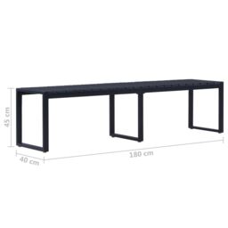Berkfield Home Garden Bench 180 cm PS Board Black - thumbnail 5