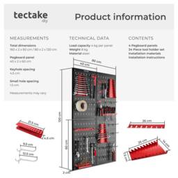 tectake Tool Pegboard Jonah - Hooks & Holders - thumbnail 6