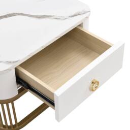 Merax 2 Piece High Gloss Marble Effect Nesting Coffee Table Set in White - thumbnail 9