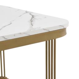 Merax 2 Piece High Gloss Marble Effect Nesting Coffee Table Set in White - thumbnail 7